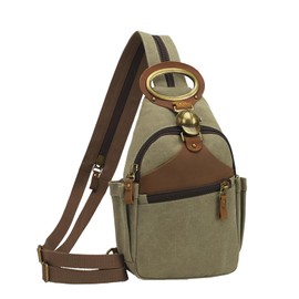 KouLi Buir Canvas Sling bag,Small Crossbody Backpack,Convertible Chest Bag Casual Daypack For Outdoor Cycling Hiking Travel (B-Leaden-N)