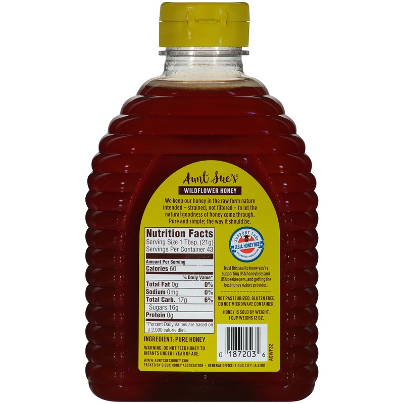 Aunt Sue Raw & Unfiltered Wildflower Honey From Local USA