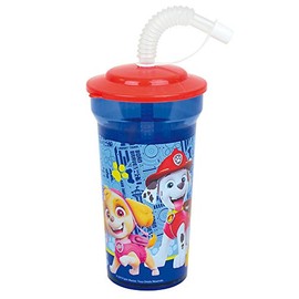 Fun House PAT'PATROUILLE 005776 Drinking Cup with Straw 400 ml for Children's Reusable Tableware, Plastic, Light