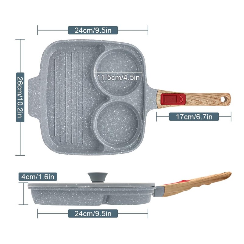 RANX INGST Ceramic Egg Pan with Lid, 10 in Nonstick