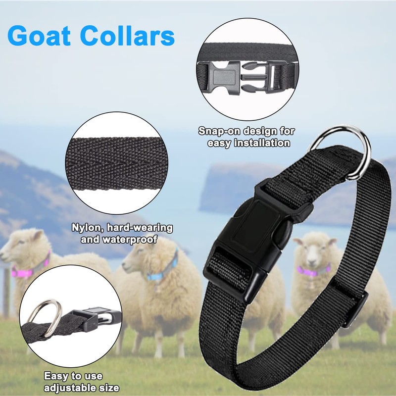 Goat Collars with Bells 10 Pack, Adjustable Sheep Goat Collar