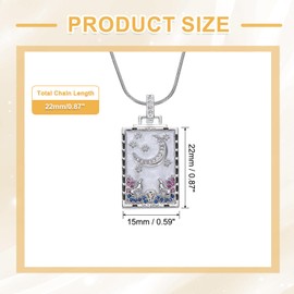 sourcing map Tarot Charm, 22x15mm Titanium Steel Square Enamel Tarot Cards Pendant Rectangle Charm for Christmas Birthday Anniversaries, Silver