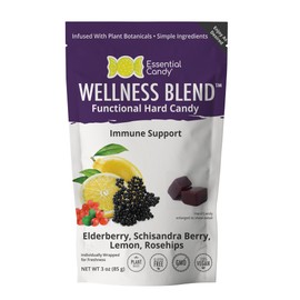 Wellness Blend Functional Hard Candy | Immune Health | Organic Elderberry, Schisandra Berry, Lemon, Rosehips | Gluten-Free, Non-GMO, Vegan - 24 Count (Pack of 1)