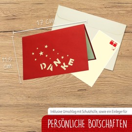 LINPopUp®, LIN-POP UP Karten Grußkarten Dankeskarten, Danke mit Sternen