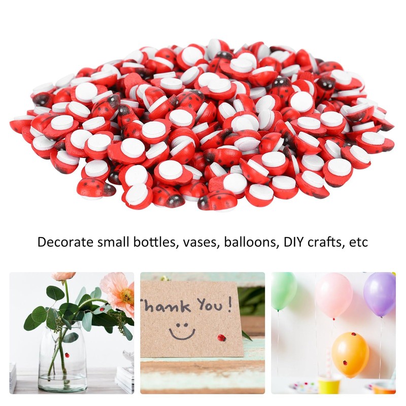 300Pcs Tiny Simulation Ladybugs Self Adhesive Painted Ladybugs Sticker