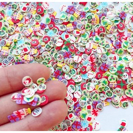 EHOPE Rebanadas de polímero para arte de uñas, rebanadas de frutas, suministros de arte de uñas, kit de decoración, manualidades para arte de uñas y decoraciones de teléfono celular (rodajas de Navidad)