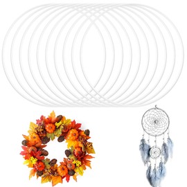 FINEASY Pack of 10 Metal Rings for Crafts, Decorative Rings for Hanging, Dream Catcher Rings, White Metal Ring for Wall Hangings Decoration, Macrame Ring, Floristry, Wedding Wreath and Flowers Hoops