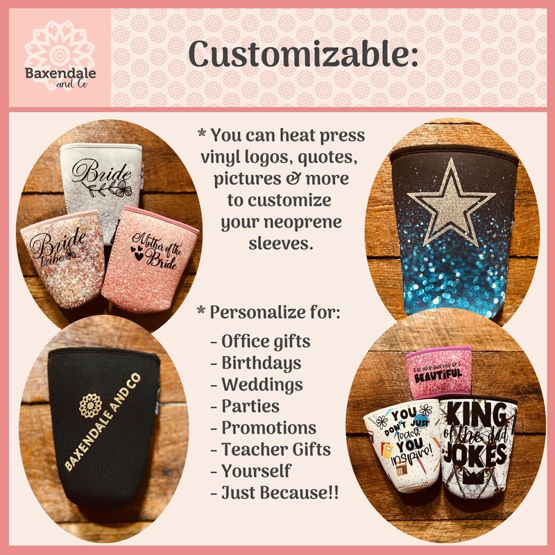 BAXENDALE AND CO Reusable Neoprene Insulator Sleeves for Iced Coffee