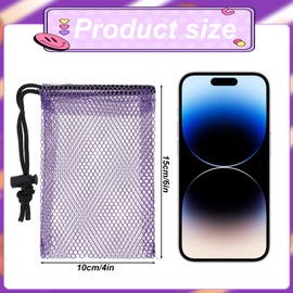 5 Pcs Colorful Drawstring Mesh Bags - 6 x 4 Inch Small Nylon Storage Mesh Bags with Cord Lock for Travel Stuff Organizing