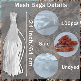 100 bolsas de ebullición de mariscos sin teñir de 24 pulgadas, bolsas de malla para cangrejo de cangrejo, marisco, cangrejo, hervidor, reutilizable, para almacenamiento de frutas y verduras