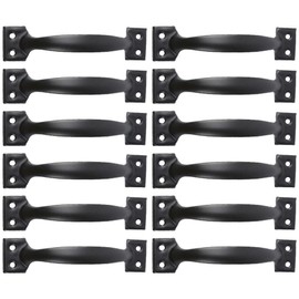 DOITOOL 12PCS Barn Door Handles Rustic Gate Handles Cabinet Pulls 4 Inch Kitchen Cabinet Handles Black Drawer Pulls Cabinet Pulls Kitchen Hardware Cupboard Handles