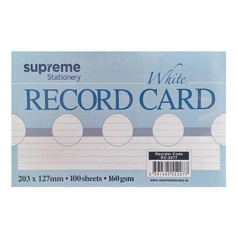 Record Cards White Ruled Index Cards 6mm Lined Margin Revision