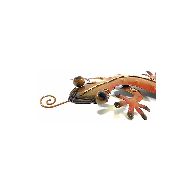 New Contemporary Metal Wall Art Sculpture – Golden/Orange Tropical Gecko