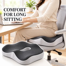 Memory Foam Seat Cushion and Lumbar Support Pillow for Office Chair and Car, Multiple Style Options