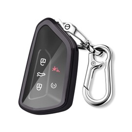 Teenpull Key fob Cover with Keychain Fit for Volkswagen Key Fob Cover Shell, Car Key Case fit for 2020-2024 ID.4 Golf 8 MK8 GTI ID.3 Seat Leon MK4 Skoda Octavia Smart key (Purple Black)