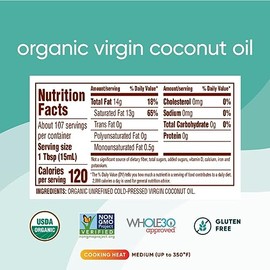 Nutiva Organic, Unrefined, Virgin Coconut Oil, 54 Fl Oz (Pack of 1)