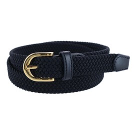 CTM® Women's Elastic Braided Stretch Belt, Large, Black