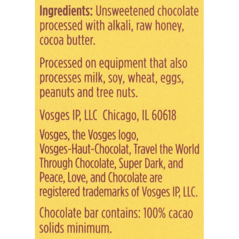 VOSGES HAUT CHOCOLAT Honey Cacao Chocolate Bar, 3 OZ