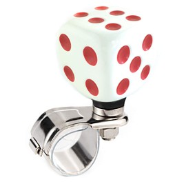 Arenbel Dice Style Car Steering Wheel Booster Knob Turning Assist Spinner Control Handle Fit Most Vehicles, White and Red