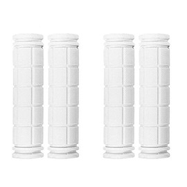 PLATT Bicycle Handle Bar Grips Colorful Rubber Mushroom Grips for BMX/MTB Bikes (White,2 Pairs)