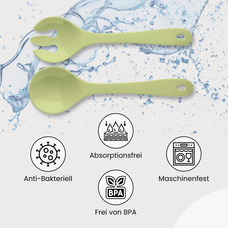 Spoddy Plastic Salad Servers (31 cm Large, Two-Piece, Green) -