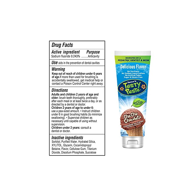 Tanner's Tasty Paste Cha Cha Chocolate - Anticavity Fluoride Children’s