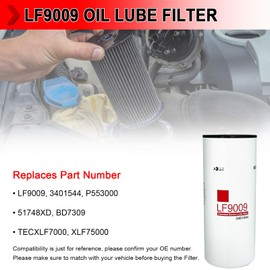LF9009 Oil Lube Filter Replacement Fit for Cummins ISC 8.3L ISL/QSL 9.0L ISM N14 M11 Diesel Engine, Replaces # 3401544, P553000, 51748XD, BD7309, TECXLF7000, XLF75000, Pack of 5