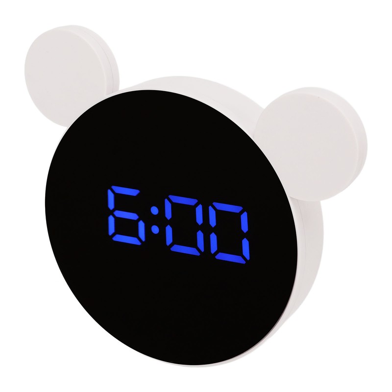 Mirrored Digital Alarm Clock Cute Mice Ear Shape LED Mirror