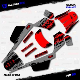 Factory EFX Gray & Red Slick Racing Graphics kit fits Yamaha PW50 PW 50 All Years