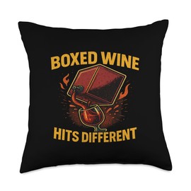 Boxed Wine Hits Different Funny Wine Lover Humor Throw Pillow