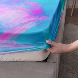 AILONEN Tie Dye Fitted Sheet Twin Size, Superior Colorful Hiphop Style Bed Sheets for Girls Teens Kids,Gypsy Bedroom Sheet Set,Bedding Decor Set,1 Fitted Sheet and 2 Pillow Case,3 Piece