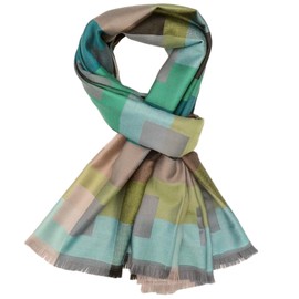 Purple Possum® Green Scarf Ladies Pashmina Wrap Oversized Scarf Blue Grey Brown Lime Abstract Pattern Wedding Prom Shawl