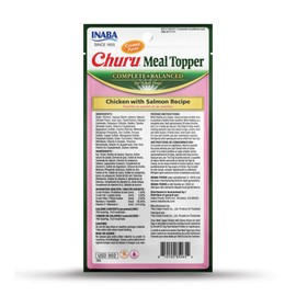 INABA Churu Meal Topper for Dogs, Complete & Balance, Creamy, Lickable Purée Dog Food Topper, 0.5 Ounce Tube, 24 Tubes (4 per Pack), Chicken with Salmon Recipe