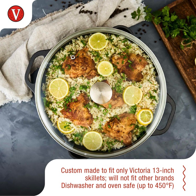 12.1-Inch Glass Lid for Victoria Round 13-Inch Cast Iron Skillet