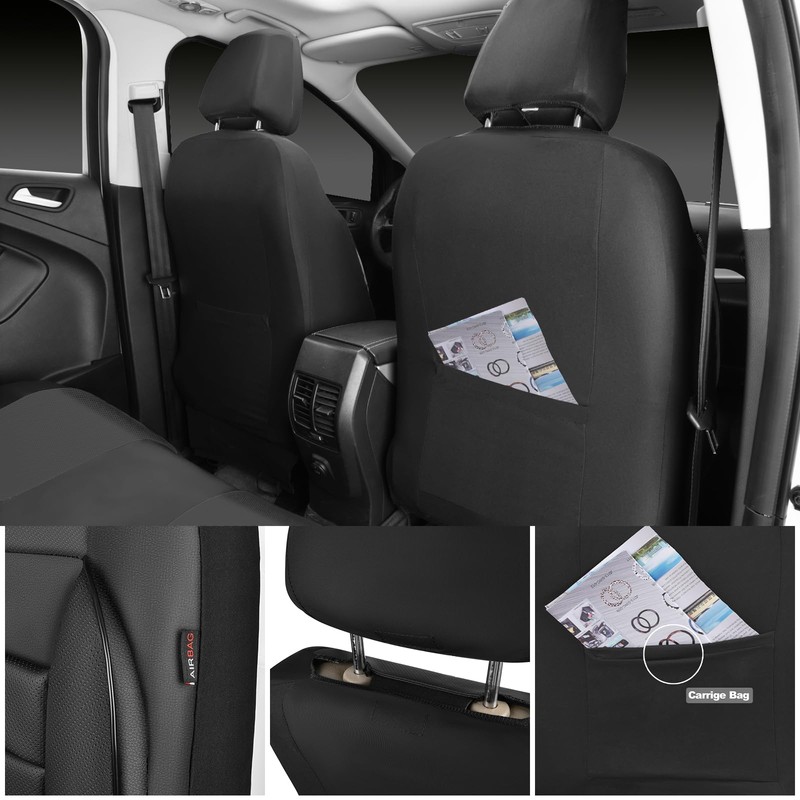 CAR PASS Faux Leather Car Seat Covers Front Seats Only,