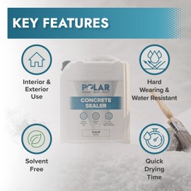 Polar Specialist Coatings Dust Proof Concrete Sealer Clear - 1.32 Gallon - Satin Finish - Concrete Sealer Outdoor & Indoor - Ideal Waterproofing for Stone, Kitchens, Factory & Warehouse Floor & Wall