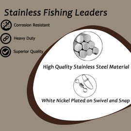 9Tong High Strength Fish Leader Saltwater Line Snap Fishing Leaders Freshwater Stainless Steel Wire Leaders Lures #1 20lb 5.9in 50pcs