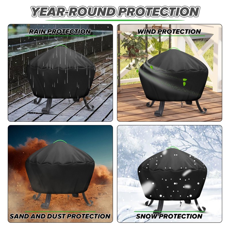MaxAwe Round Fire Pit Cover, 77x31cm 600D Oxford Fabric Polyester