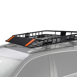 Roof Rack Cargo Basket,Rooftop Cargo Carrier,Heavy-Duty 200 Lbs Capacity Universal Roof Rack Baske with Extension for Cars & Suvs - Perfect for Traveling, Camping - Steel Construction