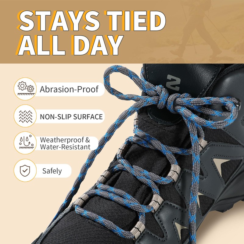Stepace Round Boot Laces (2 Pairs) 4.5 mm Heavy Duty