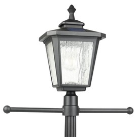 Koepom 76" Height Solar Lamp Post Lights with Planter, Die-Casting Aluminum Construction, Glass lampshade with Warm White LED, Suitable for Yard, Driveway, Garden and Patio Decoration, Matte Black