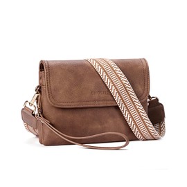 CHOLISS Small Crossbody Bags for Women, Wristlet Wallets for Women Trendy Vegan Leather Phone Purse Handbag for Travel Casual Brown