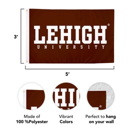 Desert Cactus Lehigh University LU Flag - 3 x 5 Feet Hawks Banner, Indoor/Outdoor Durable Fabric, 100% Polyester Design (Style 5)
