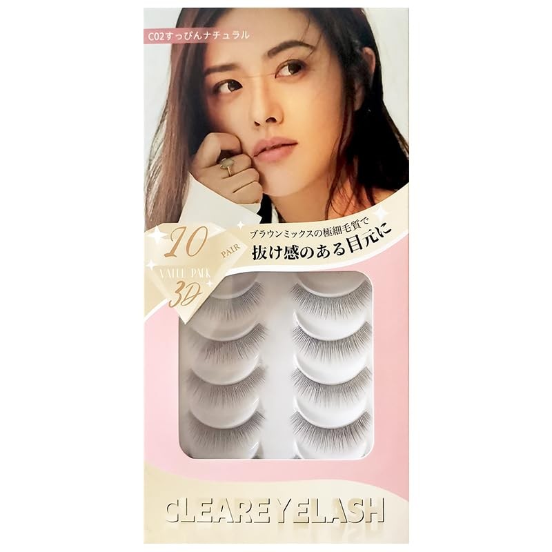 CLEAREYELASH Natural False Eyelashes, Transparent Axis, 3D Dimensional, Matsueku Made,