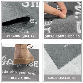 JJUUYOU Welcome Mats for Front Door Outdoor Entry Welcome Ish Depends Who You are Doormat Non-Slip Rubber Mat for Home Indoor Farmhouse Funny Kitchen Rugs Balcony Patio Light Gray