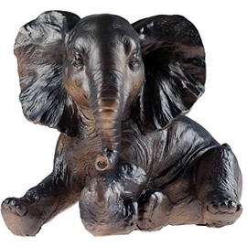 SiL Interiors Bronze Effect 18cm Elephant Ornament Figurine - Laying
