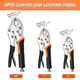 NOEAIKE Locking Pliers Set,6-Pack Vice Grips,5"/7"/10"Curved Jaw Locking Pliers,6-1/2"& 9-1/2" Needle Nose Vise Grips and 6" C-Clamp for welding,Metal Bending,Woodworking