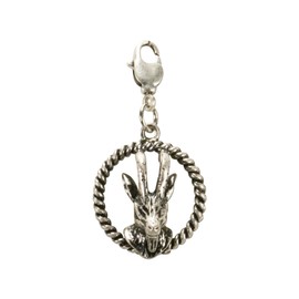 Alpenflüstern AAH139 Costume Capricorn in Ring Small for Charivari or Costume Necklace (Antique Silver-Colour), Non-precious metal