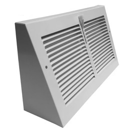 Metal Magery 14" x 6" Baseboard Register Vent White with Damper 14 x 6 Heavy Duty Steel Grille Triangular Air Vent Covers (Outside Dimensions 15-3/4" x 6-5/8")