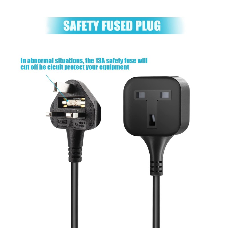 HITRENDS 2-Pack 1 Way Extension Lead 1M, Single Socket Extension